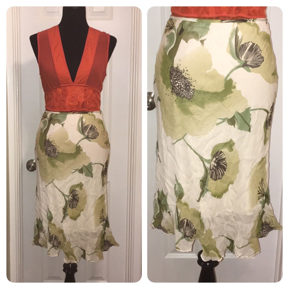 🍂🍁 Fall VTG H&M Floral Chiffon Slip Skirt Sz 4